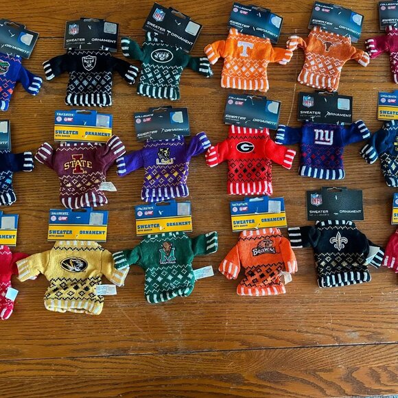 New w/Tags Licensed NFL & Collegiate Mini Knitted Sweaters 5.5in - Picture 1 of 1